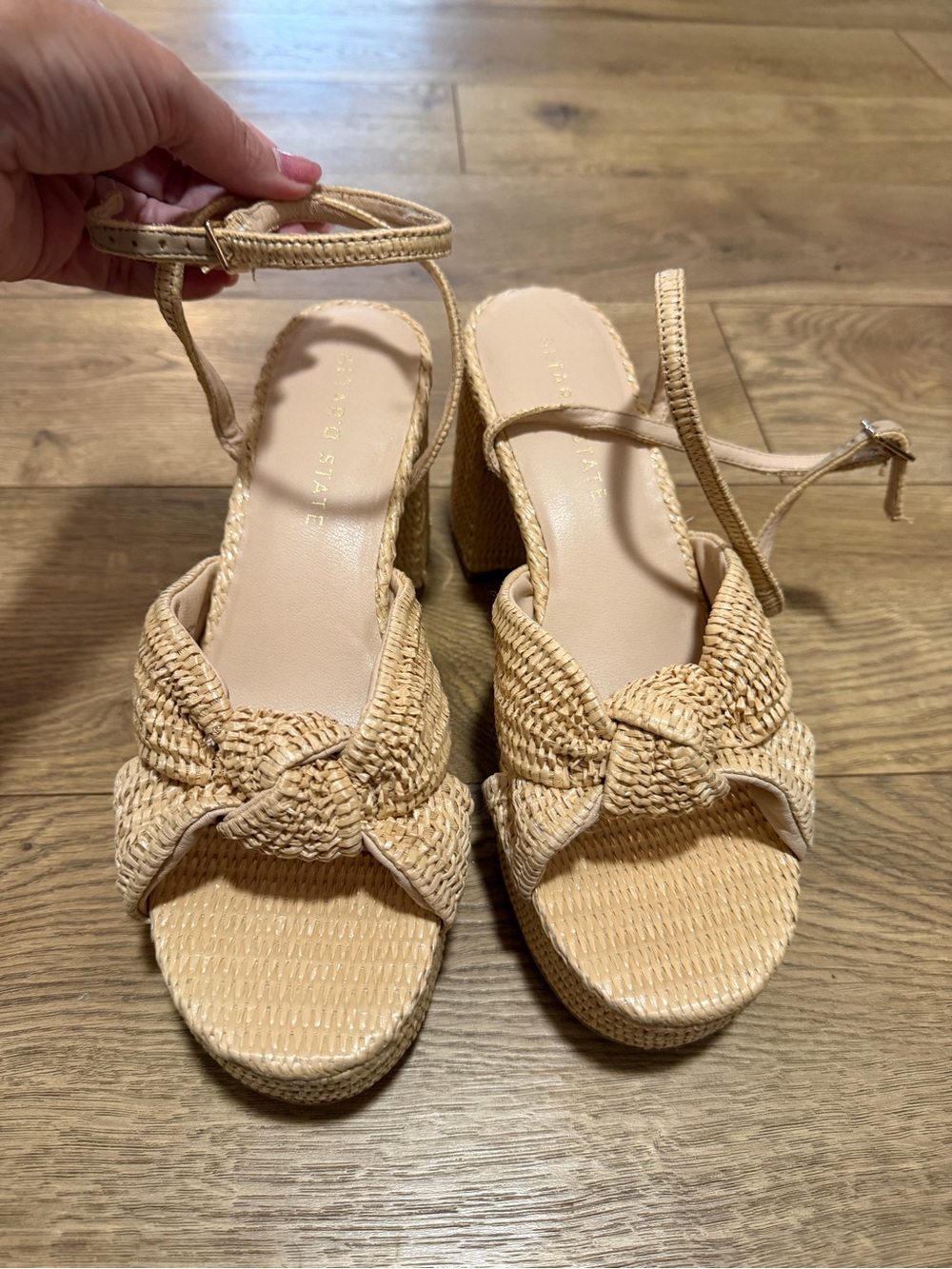 Altarโd state Woven Knot Platform Sandals - Beige 9